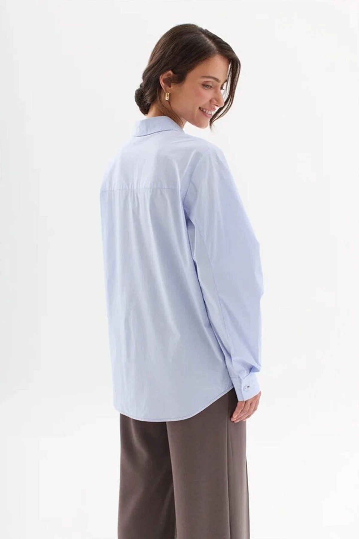 Блузка в тонкую полоску с объемными рукавами, 42р