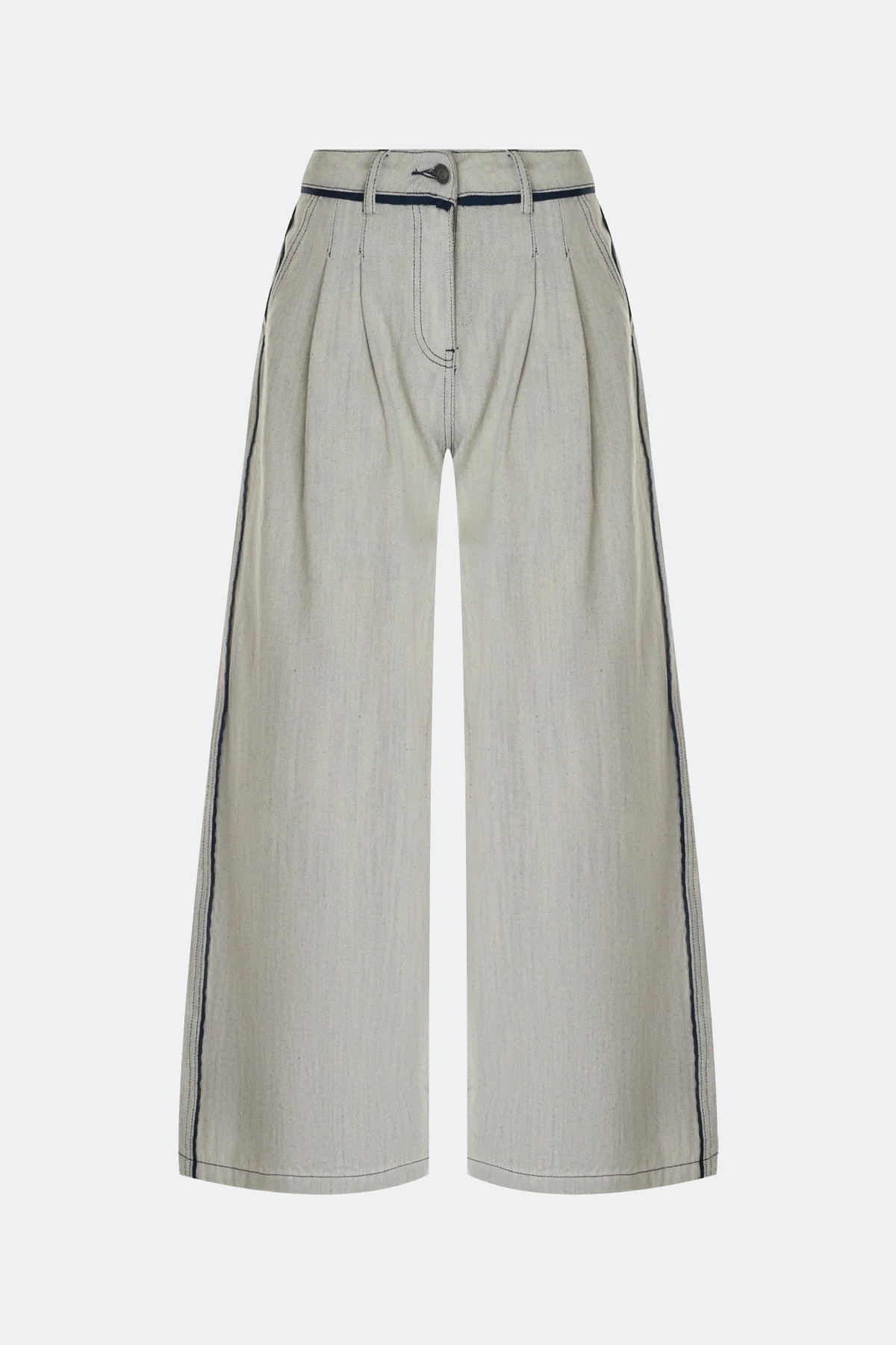 Меланжевые джинсы Wide leg с контрастными кантами, 36