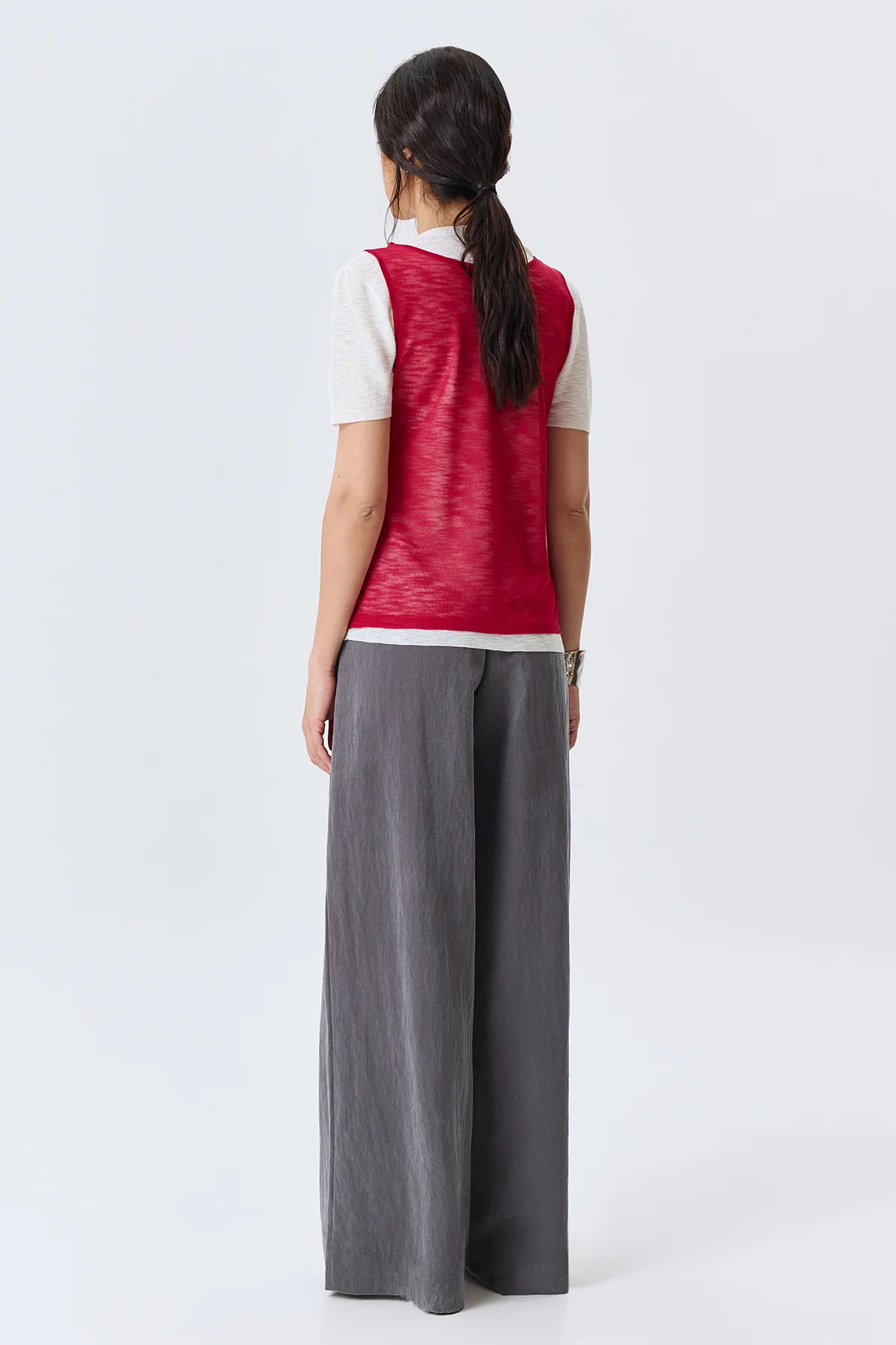 Джемпер тонкий вязаный с топом, 50