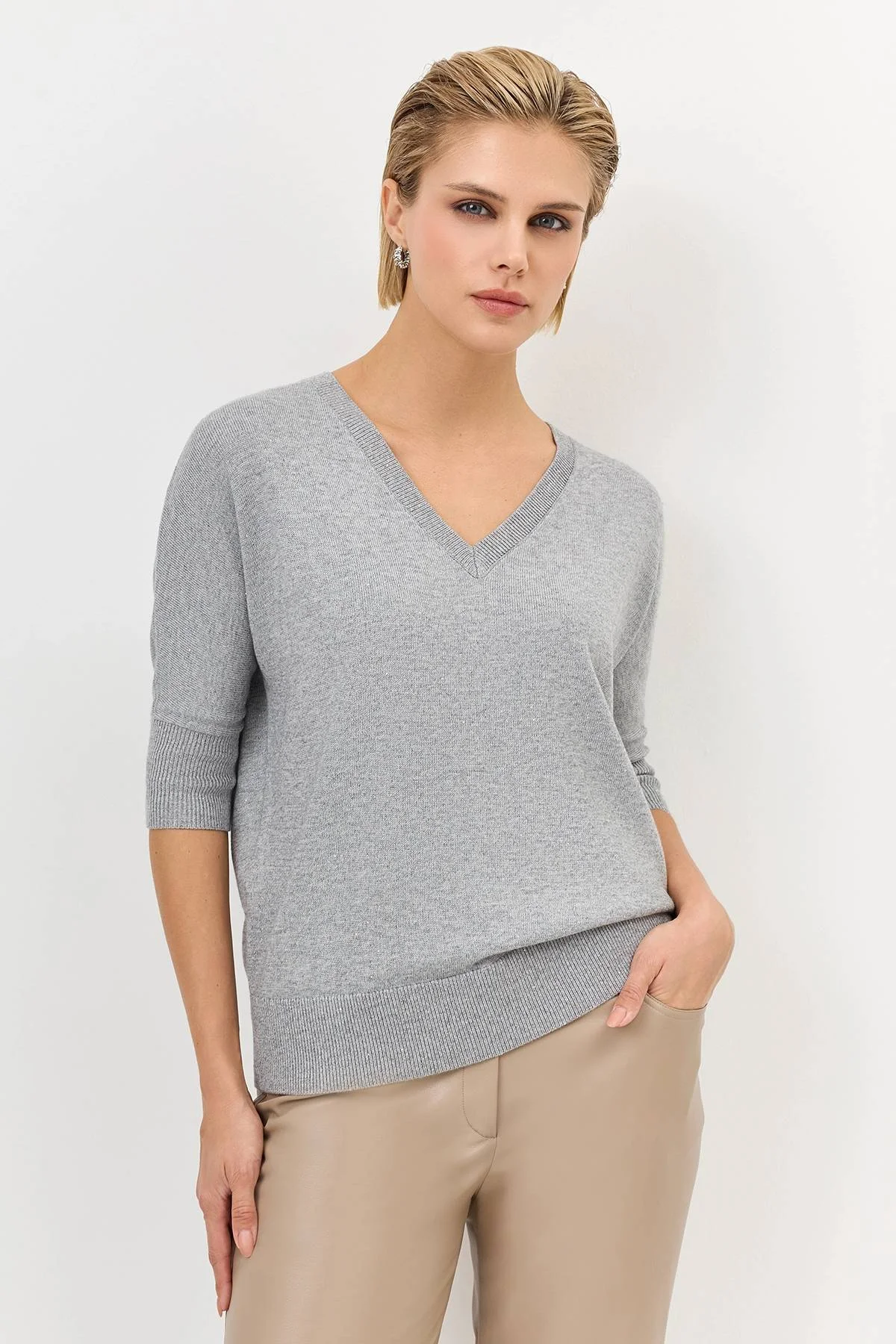 Лимитированная серия нежный джемпер с шелком и ремень, 36