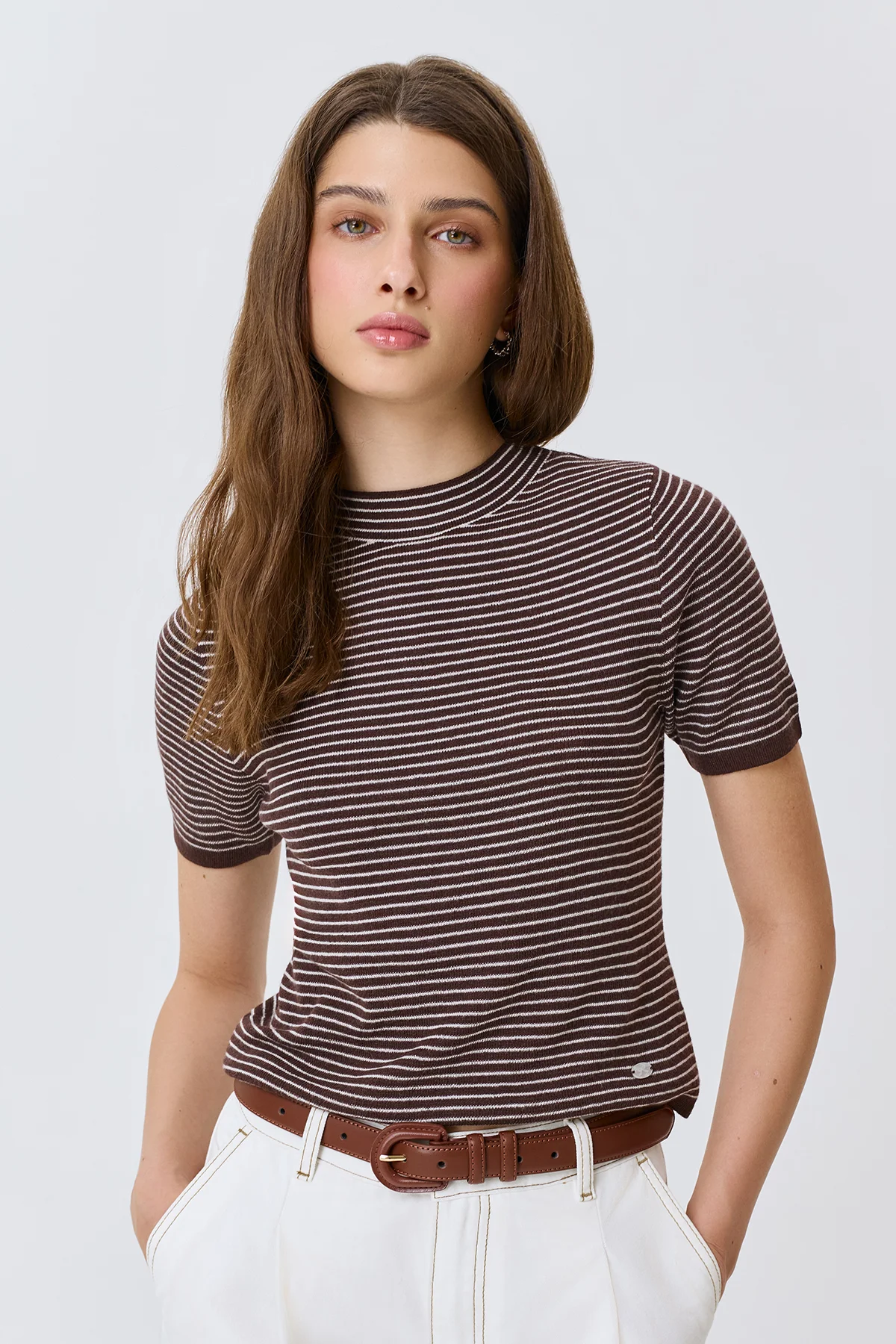 Коричневый ремень из натуральной кожи, M