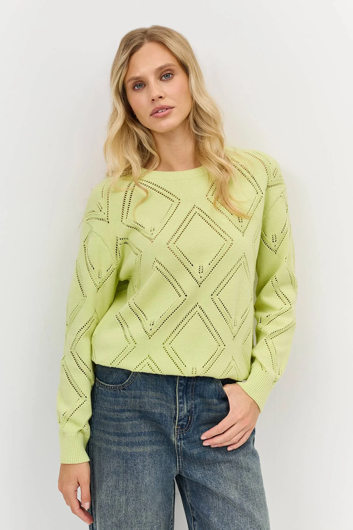 Лимитированная серия джемпер с ажурным узором и ремень, 44