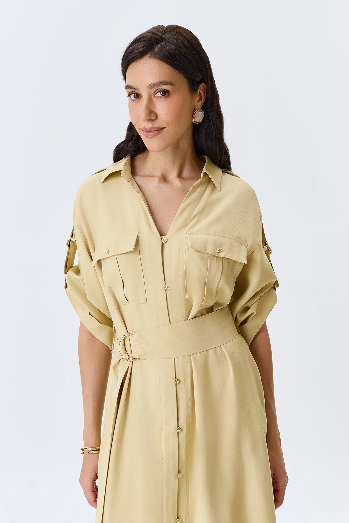 Приталенное платье-рубашка, 50