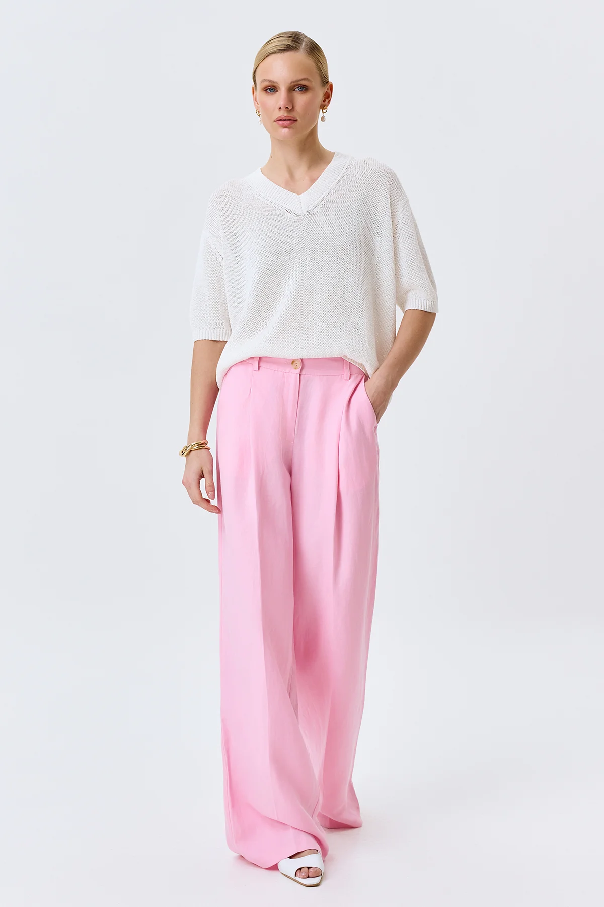 Яркие брюки из тенселя, 46