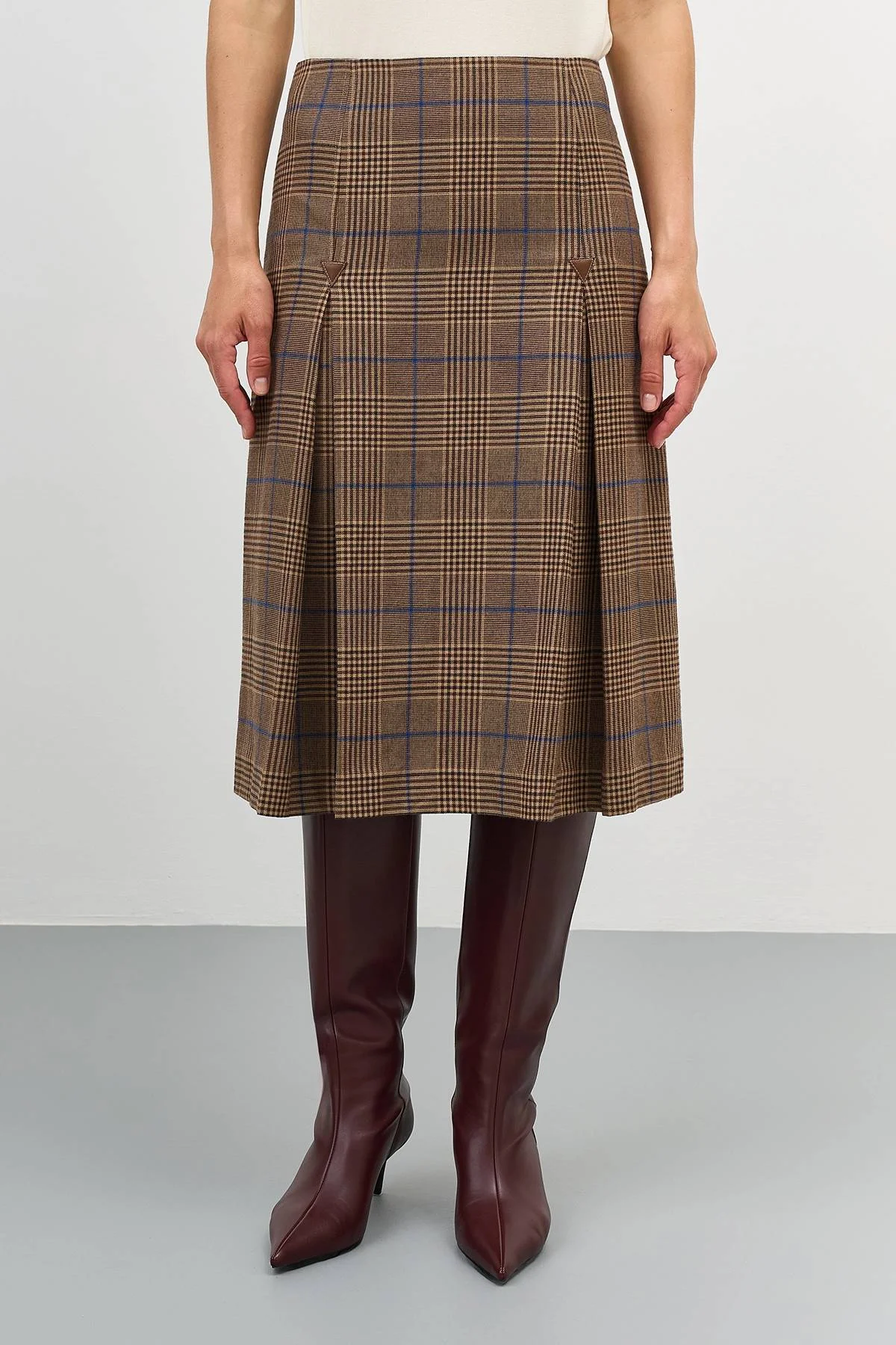 Лимитированная серия юбка в клетку со складками и ремень, 50