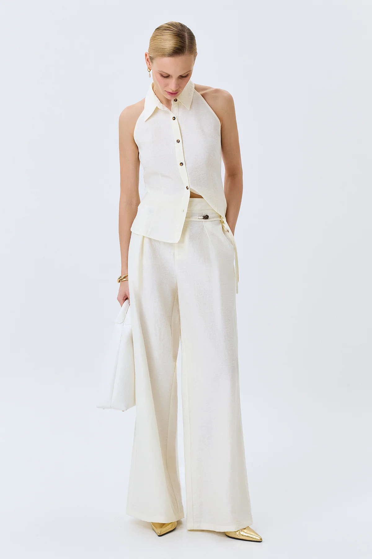 Приталенная блузка с корсетной шнуровкой, 46