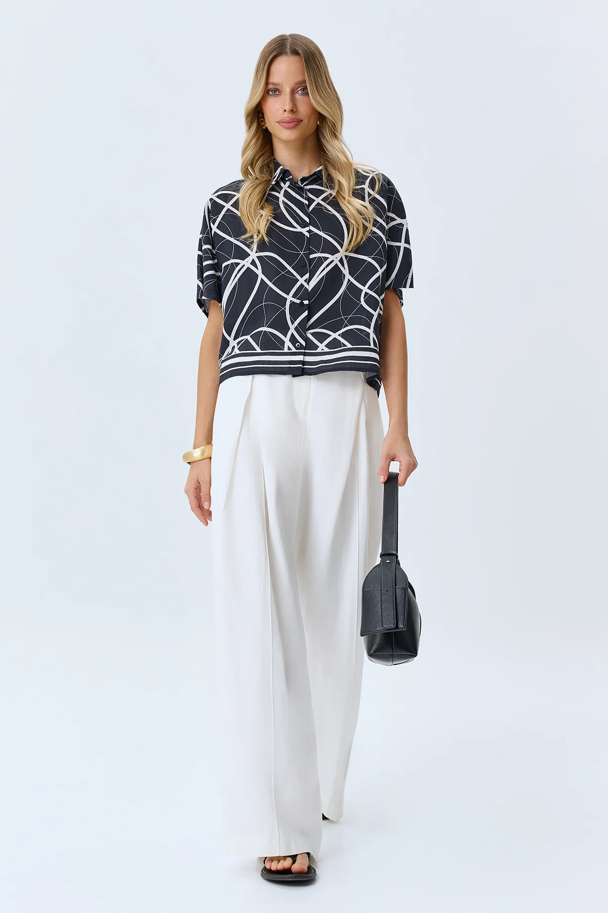 Блузка с абстрактным принтом, 44