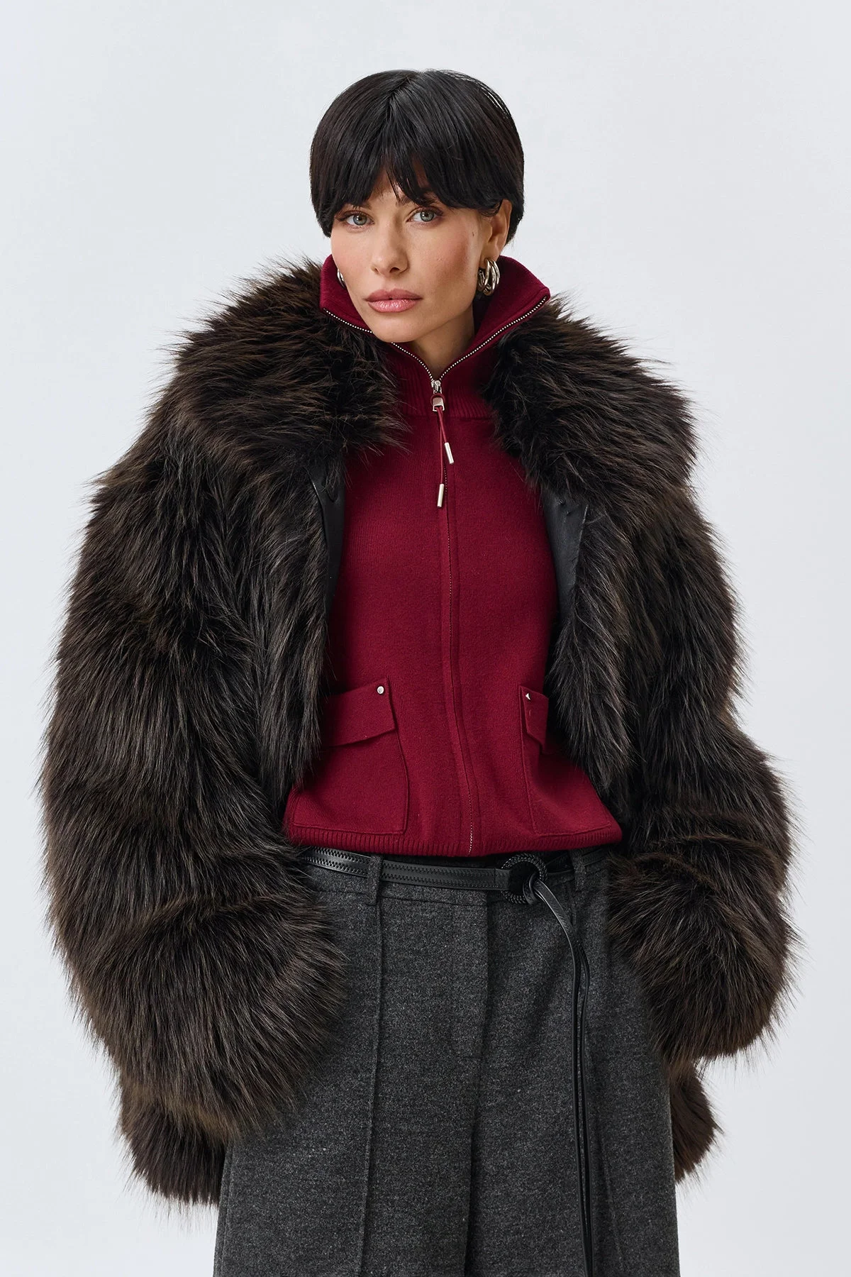 Полушубок oversize из эко-меха, 42