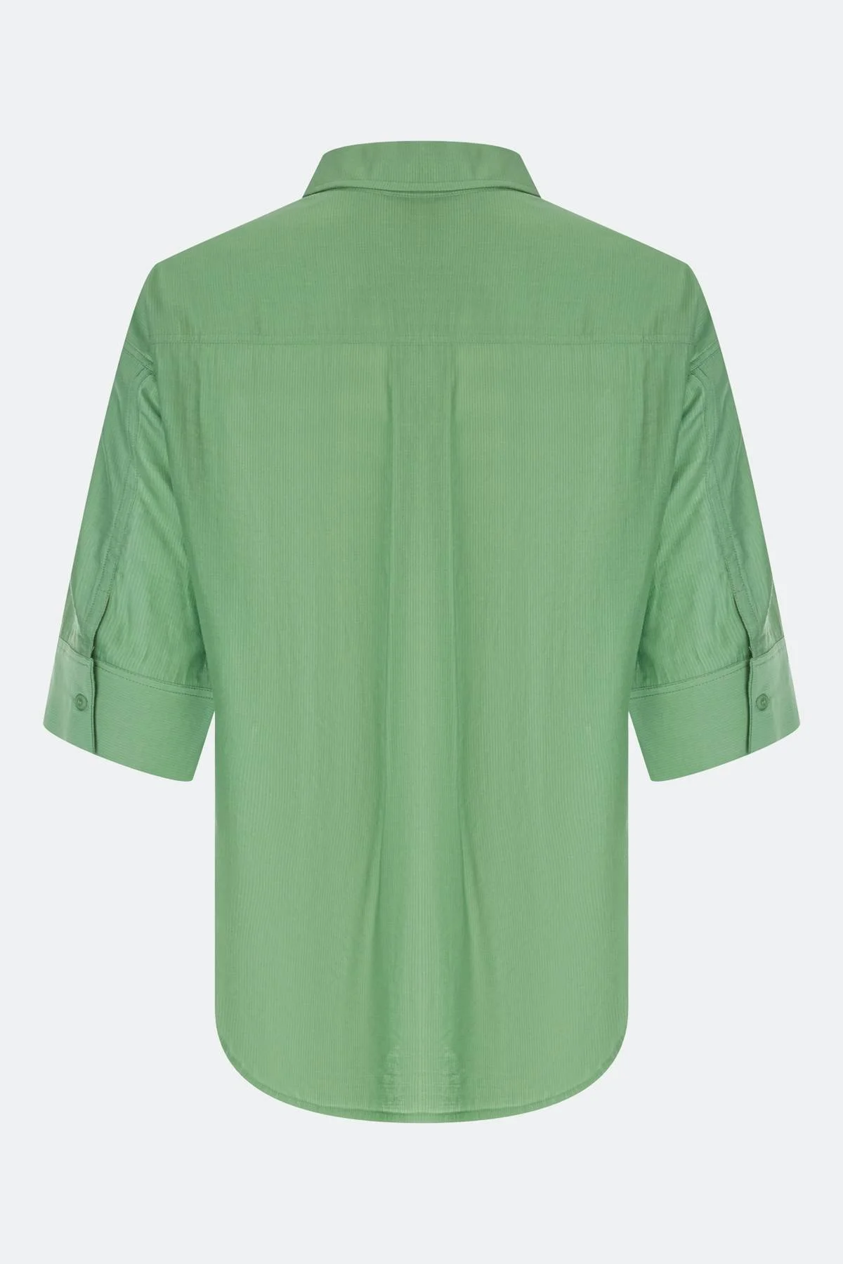 Воздушная блузка с укороченными рукавами зеленая, 50