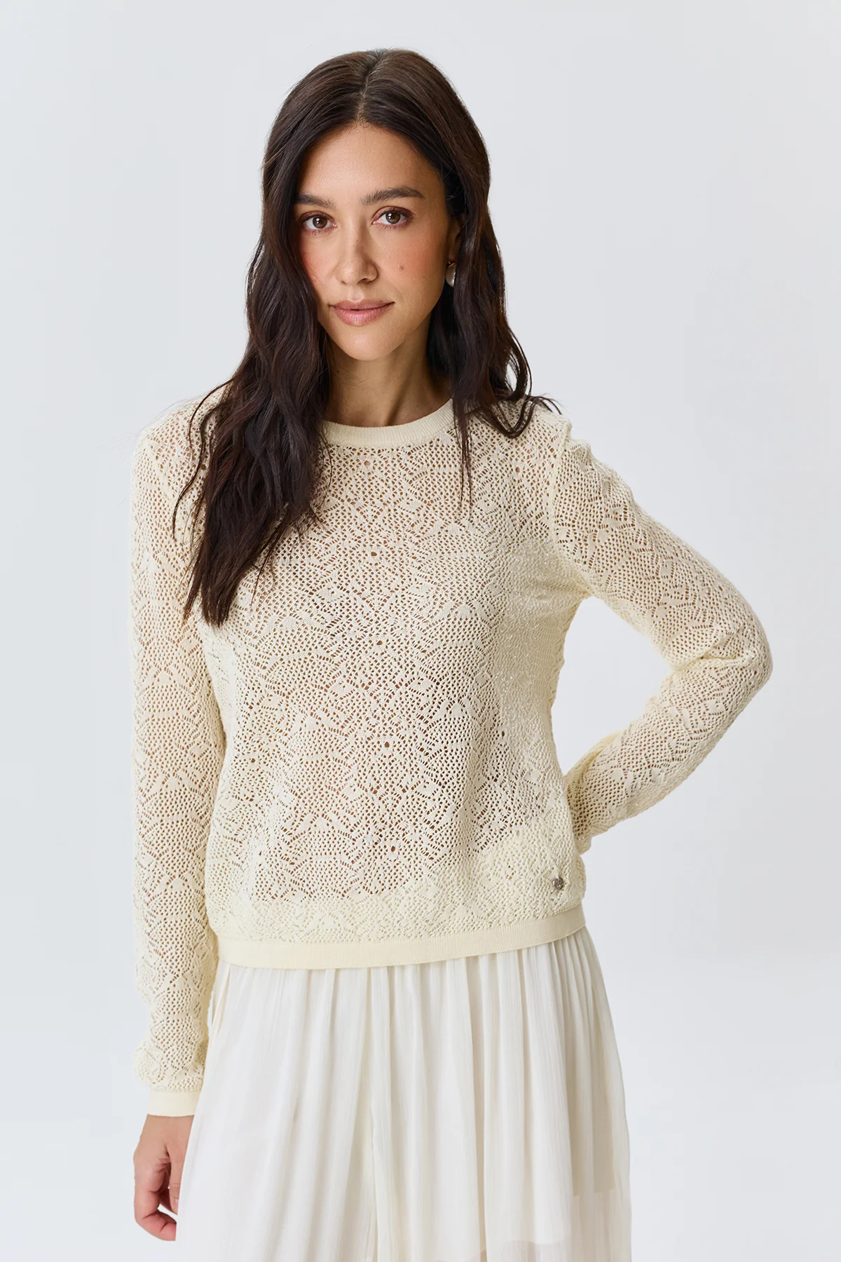 Ажурный вязаный джемпер, 42