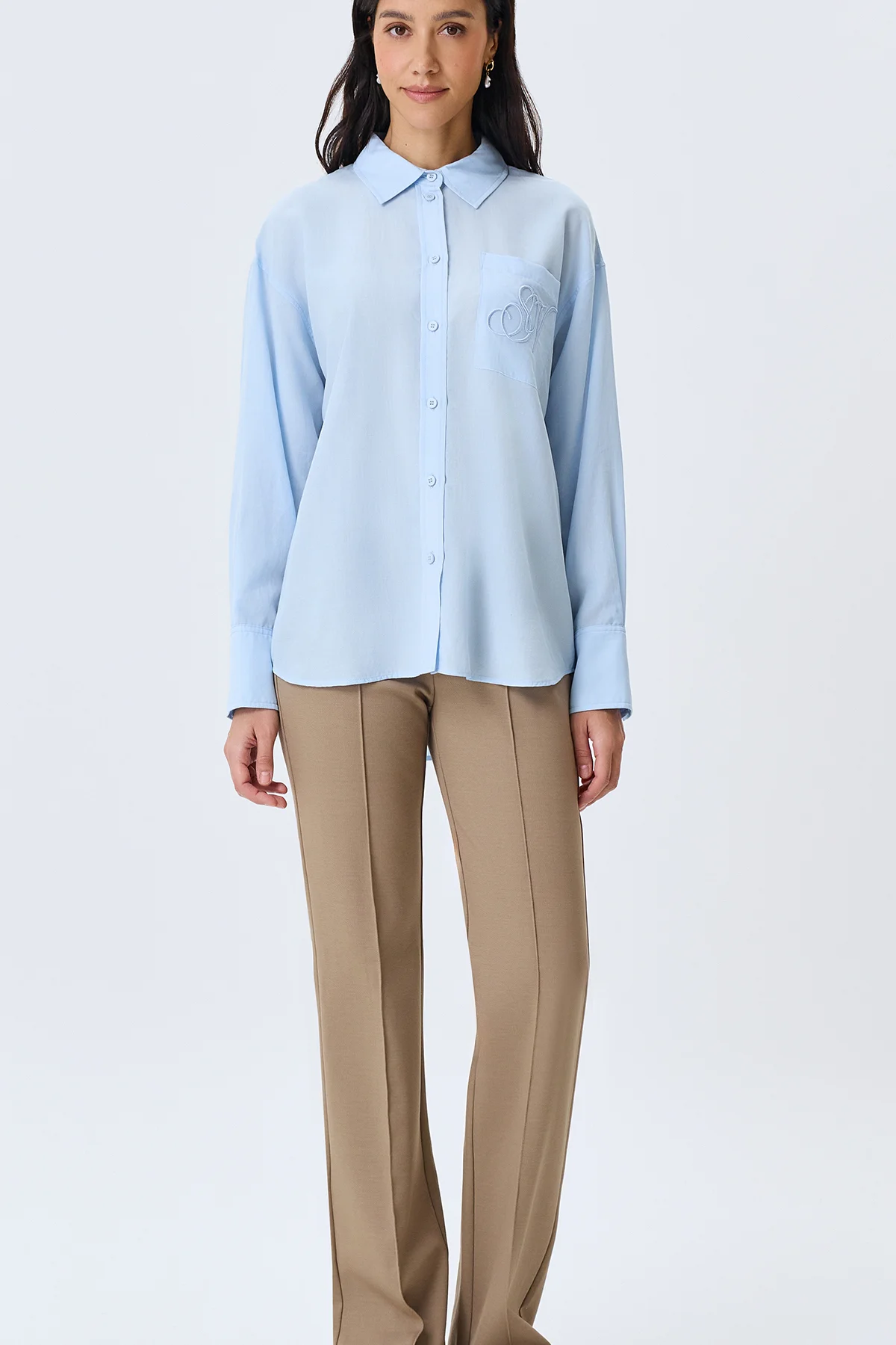 Базовая рубашка в голубом цвете, 52