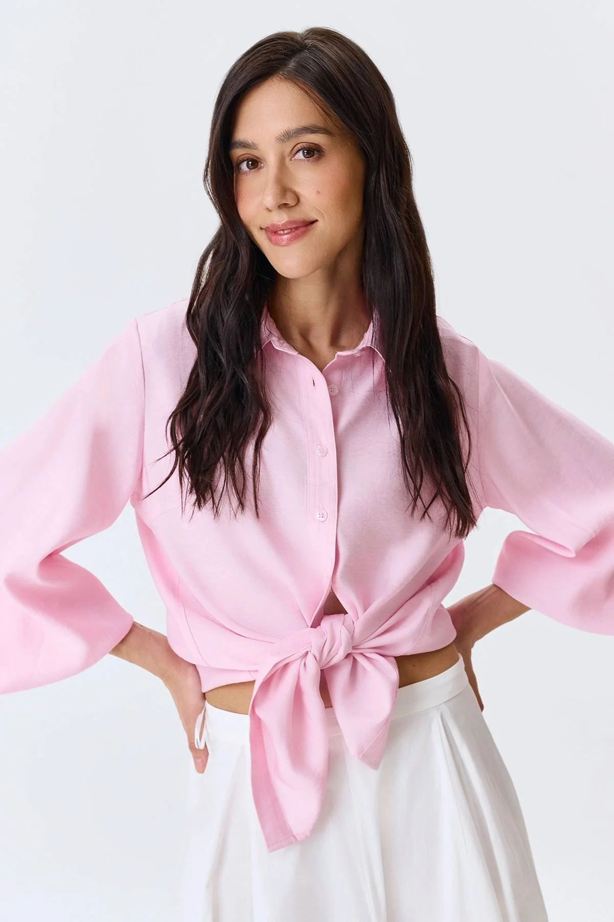 Блузка из вискозы цвета "Baby pink", 50