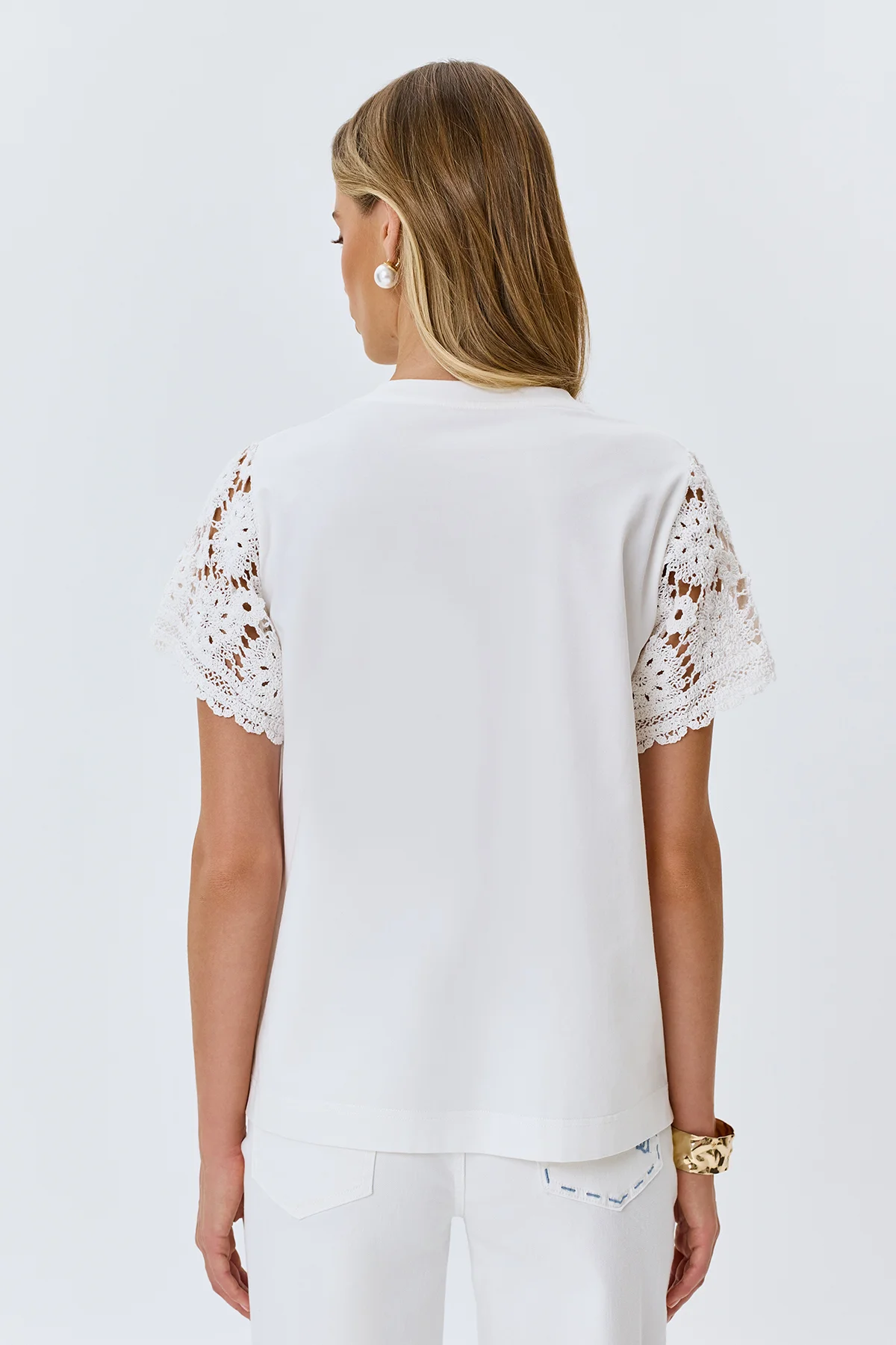 Футболка нарядная с кружевом хлопок, 42