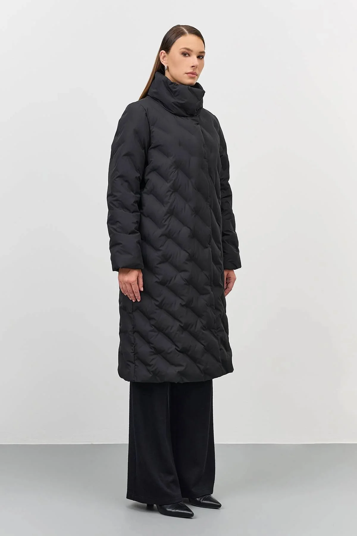 Теплое пальто с фантазийной стежкой, 52