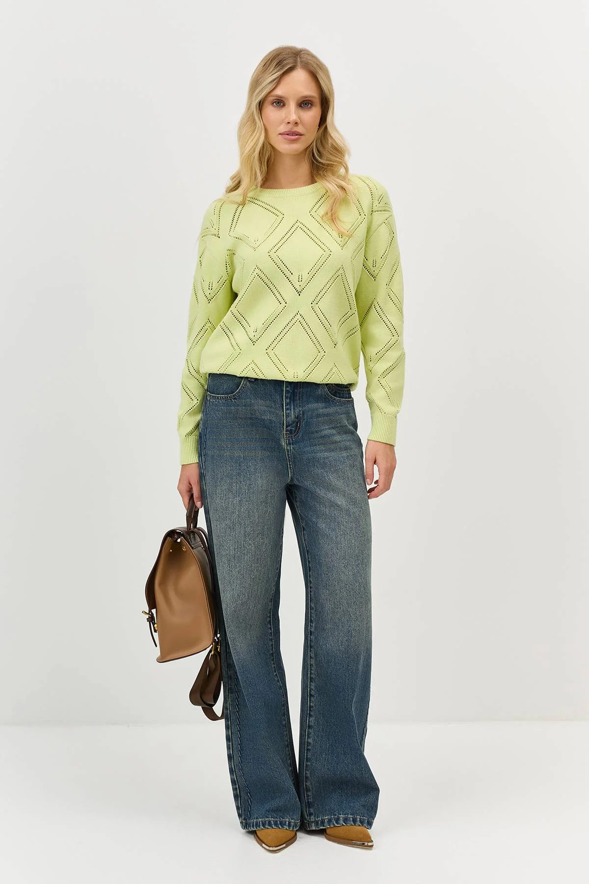 Лимитированная серия джемпер с ажурным узором и ремень, 34