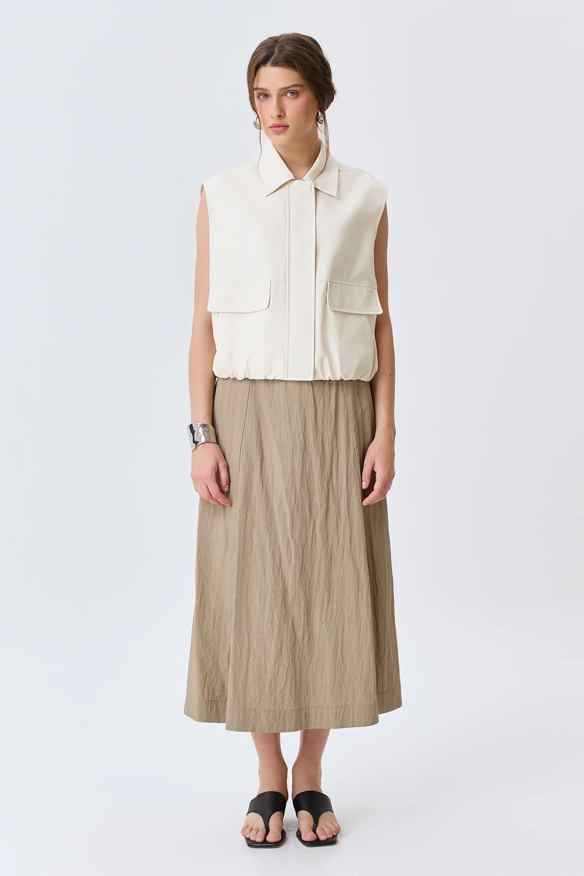 Свободная юбка из фактурной вискозы, 52