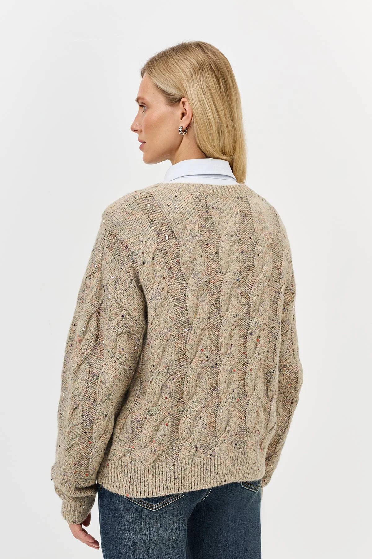 Лимитированная серия меланжевый джемпер с косами и ремень, 44