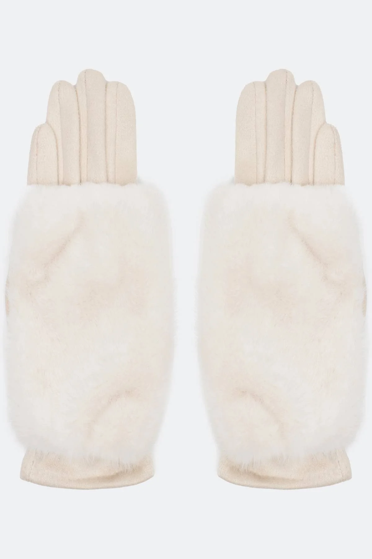 Белые теплые сенсорные перчатки  с митенками, One