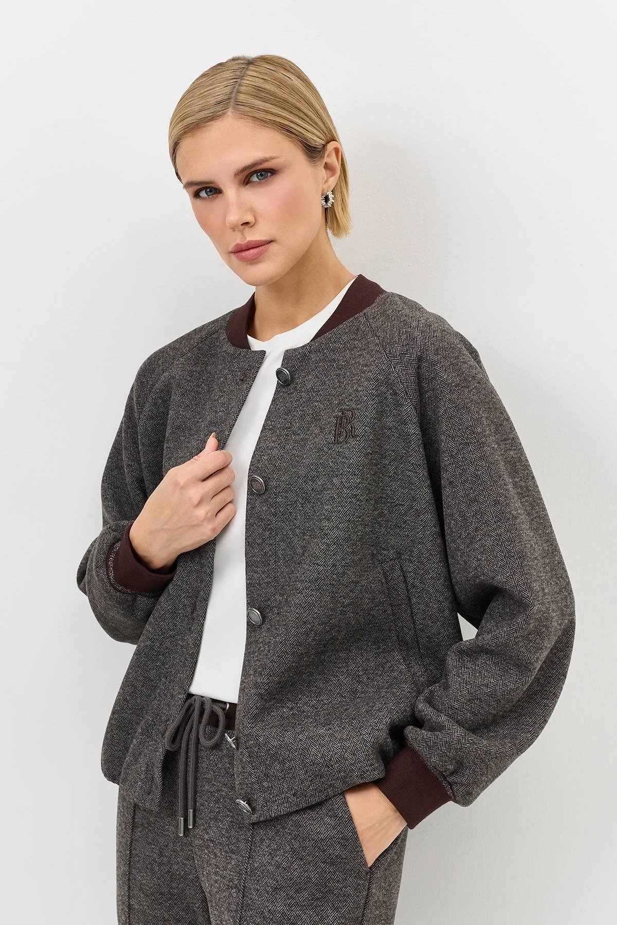 Лимитированная серия теплый бомбер с шерстью и ремень, 46