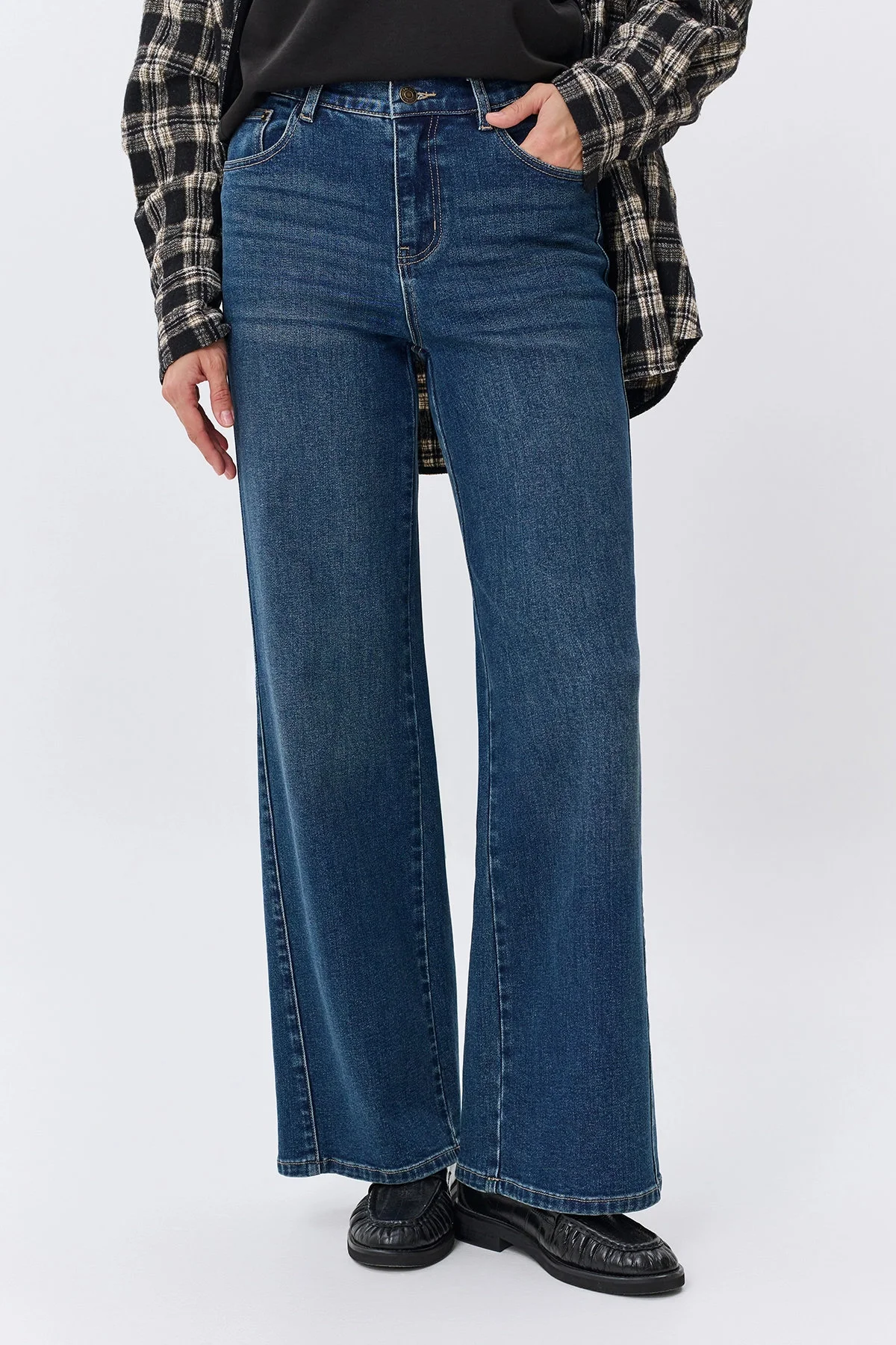 Джинсы Wide leg с вытачками, 44