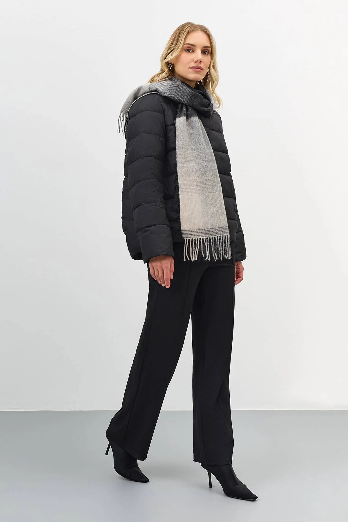 Шарф из 100% шерсти с клетчатым принтом, One