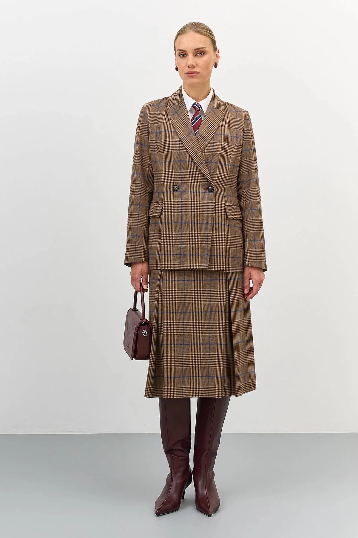 Лимитированная серия юбка в клетку со складками и ремень, 42