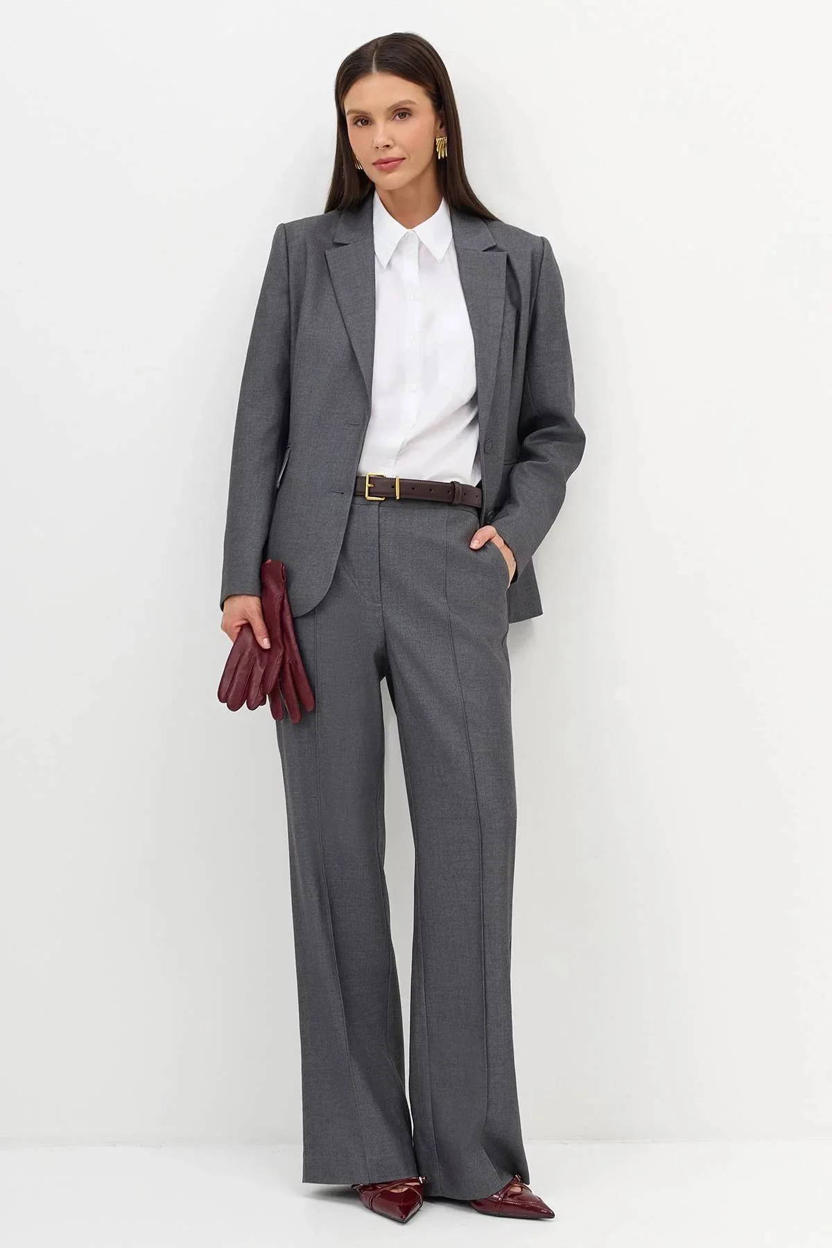 Однобортный жакет с тенселем и шерстью, 44