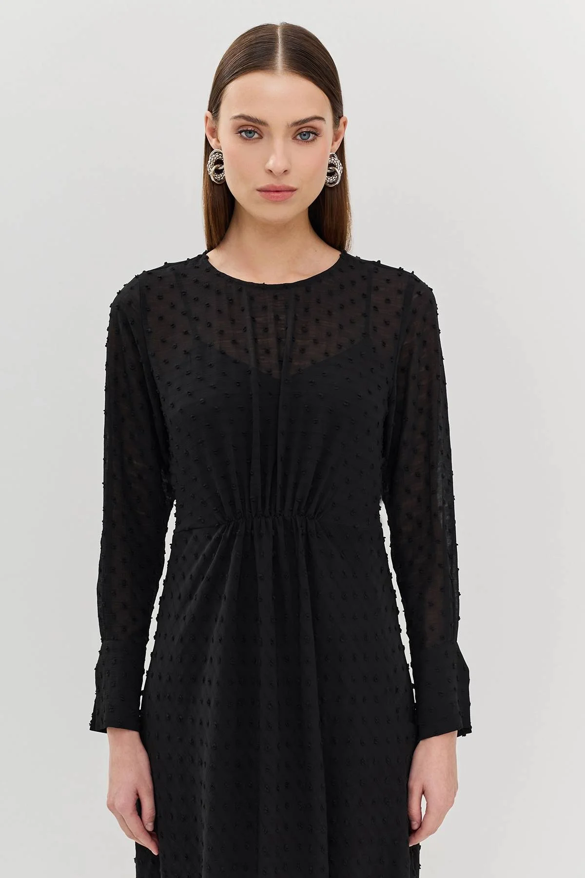 Платье-миди в горошек, 52