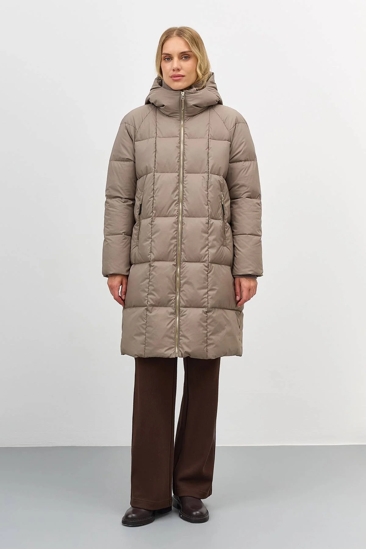 Теплое пальто с квадратной стежкой, 50