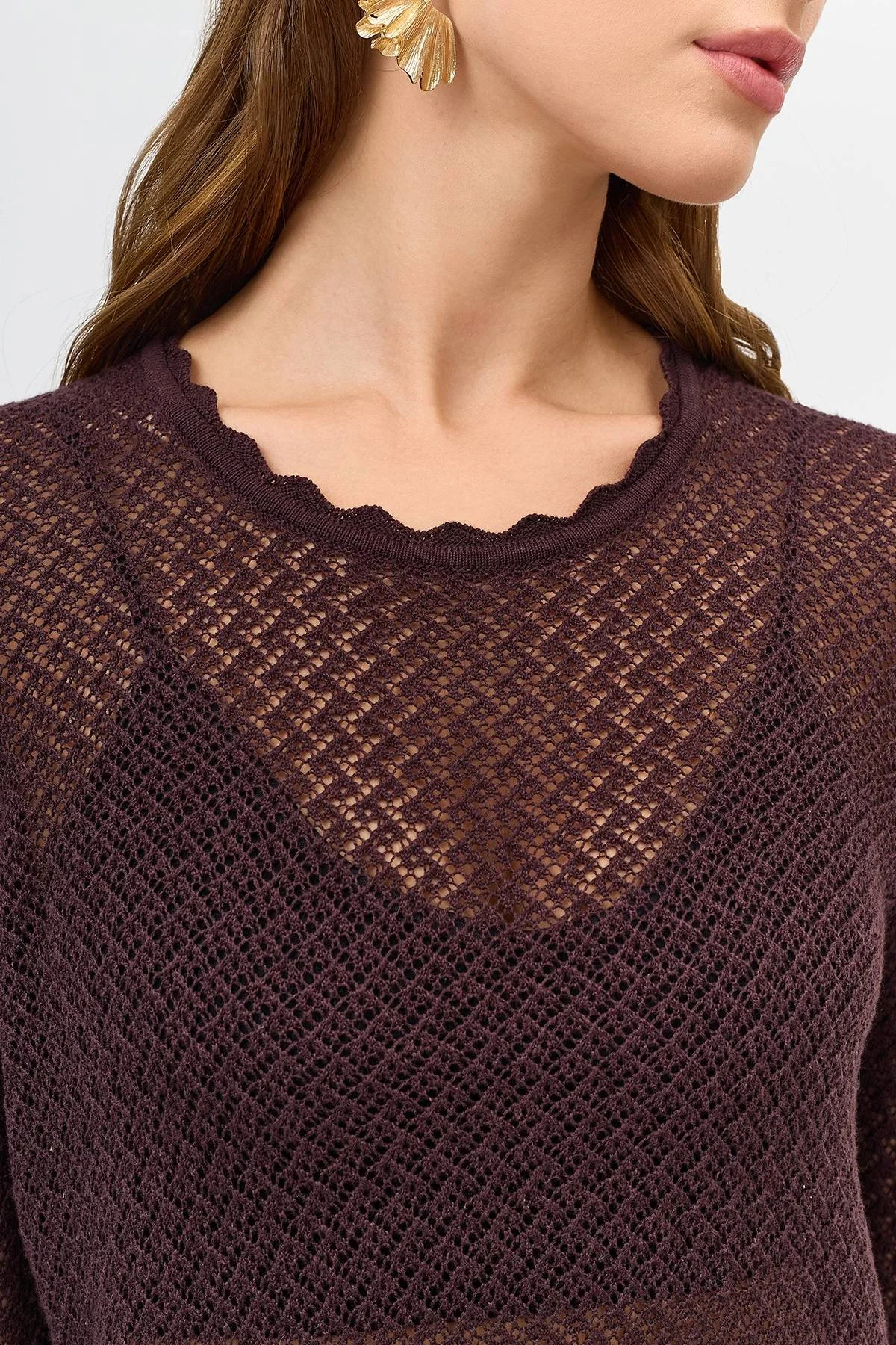 Ажурный полупрозрачный джемпер, 48