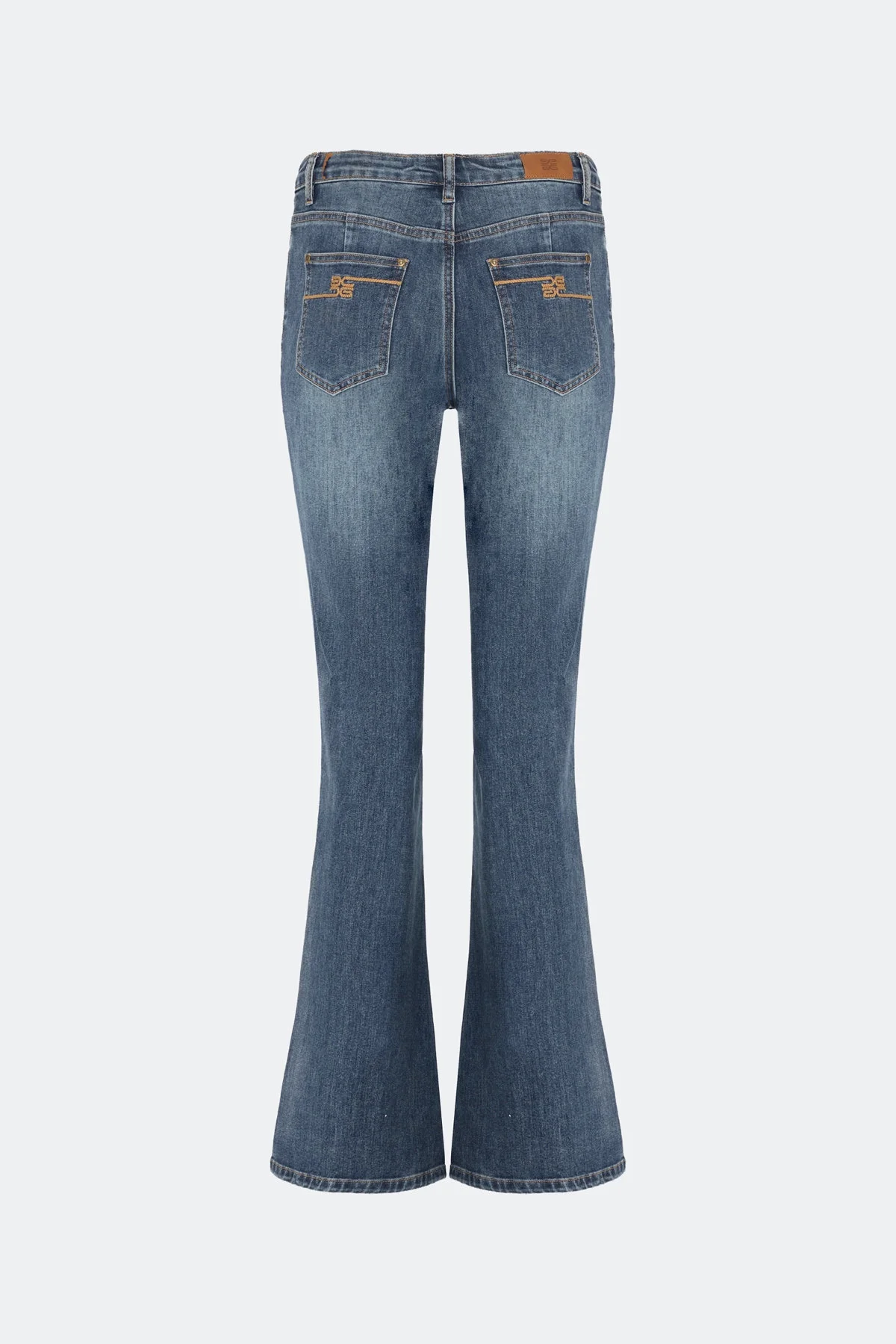 Джинсы Bootcut с контрастной вышивкой, деним, 44