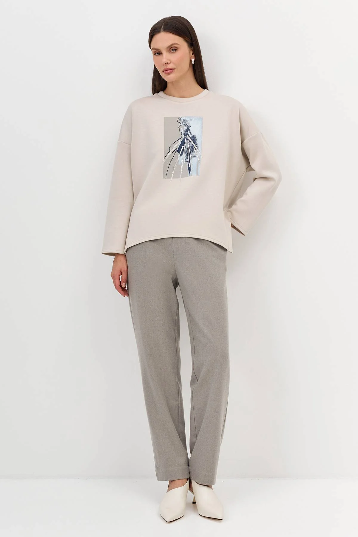 Лимитированная серия свободный cвитшот с принтом и ремень, 42