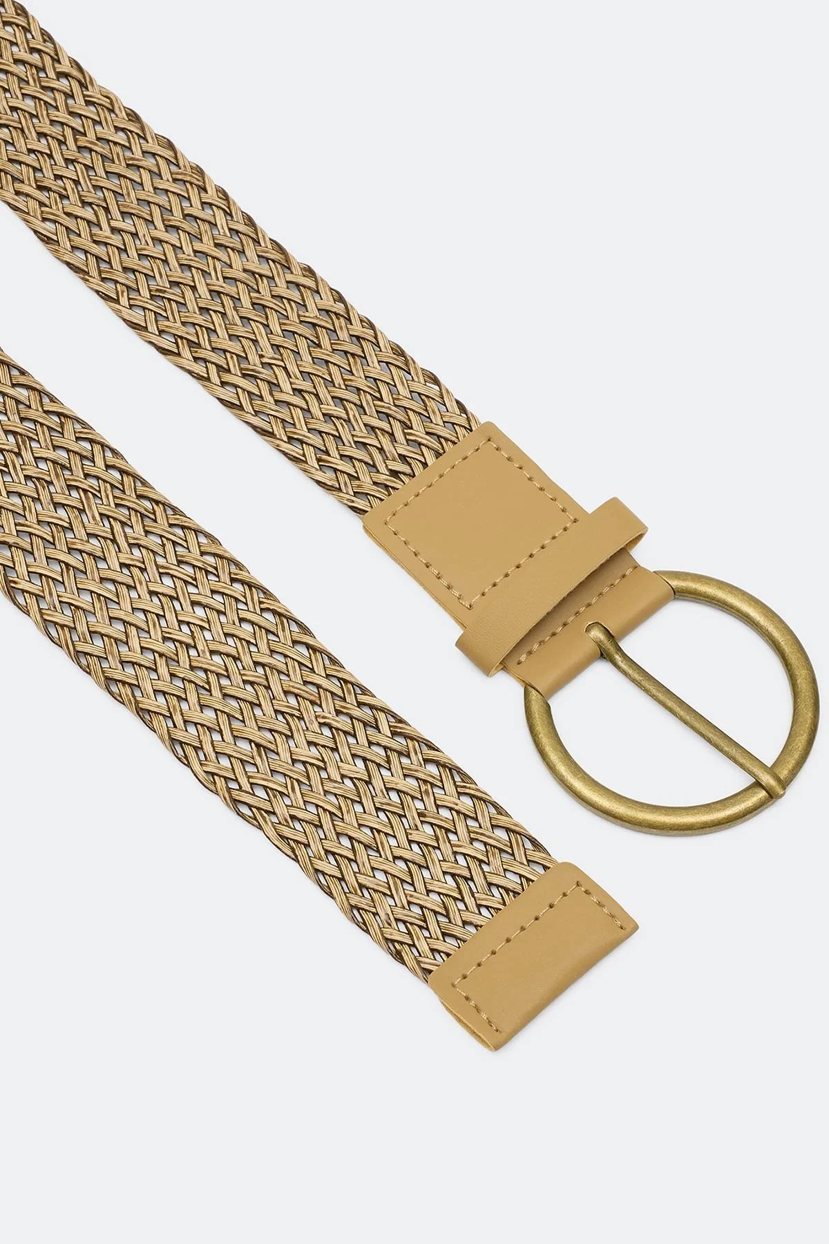 Плетеный ремень с круглой пряжкой, S