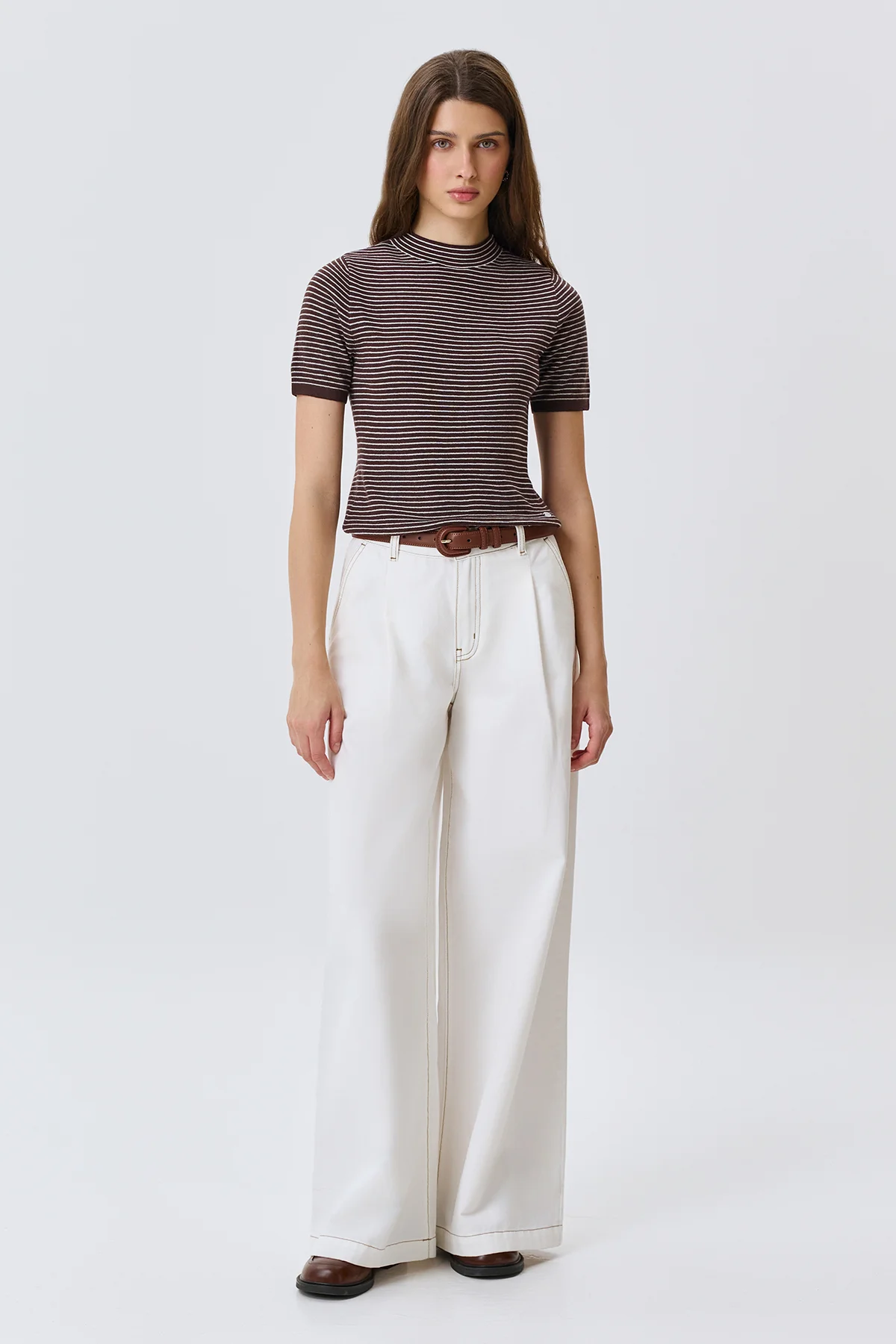 Джемпер укороченный в тонкую полоску, 50