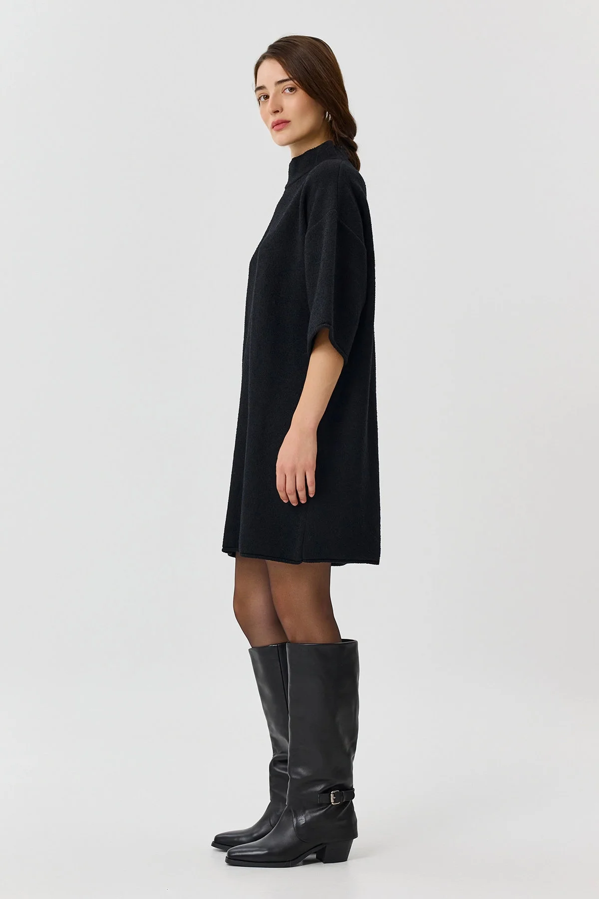 Oversize платье из трикотажа "букле", 46