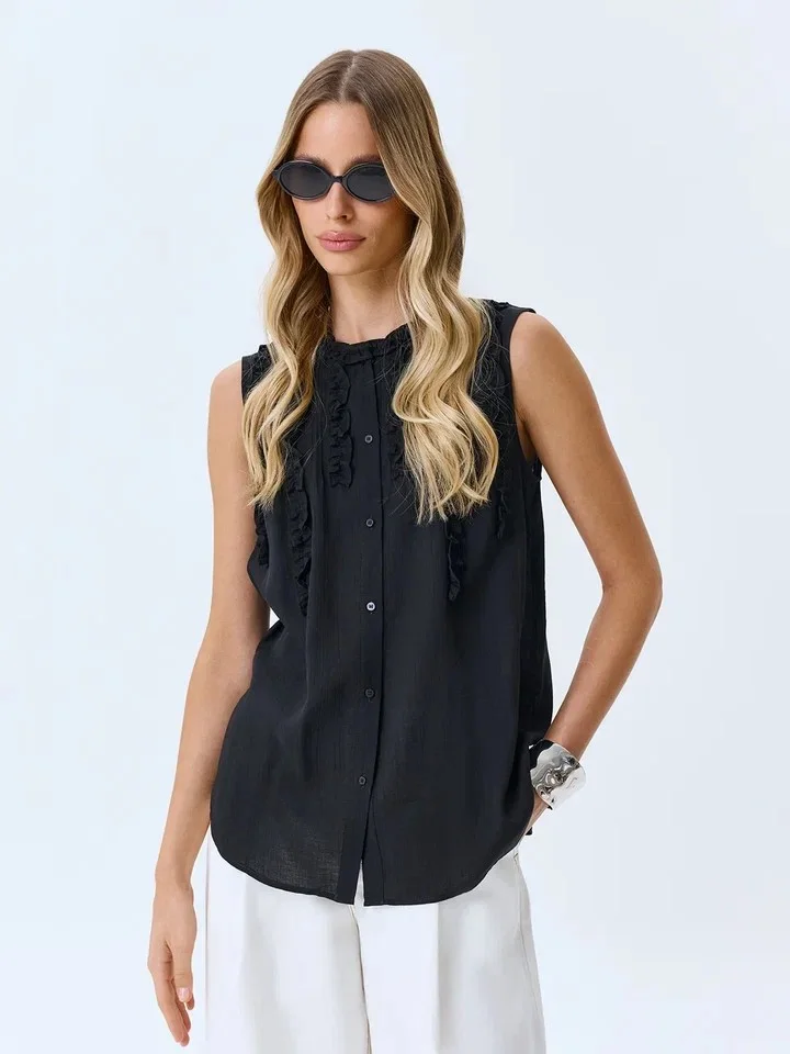 Блузка топ с романтичными рюшами, 50