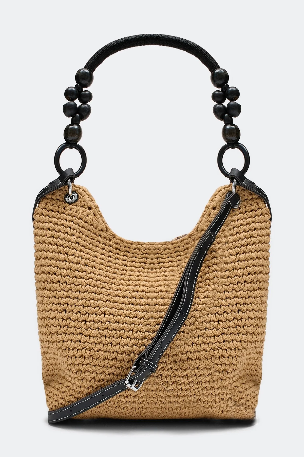 Плетеная сумка с акцентной ручкой, One