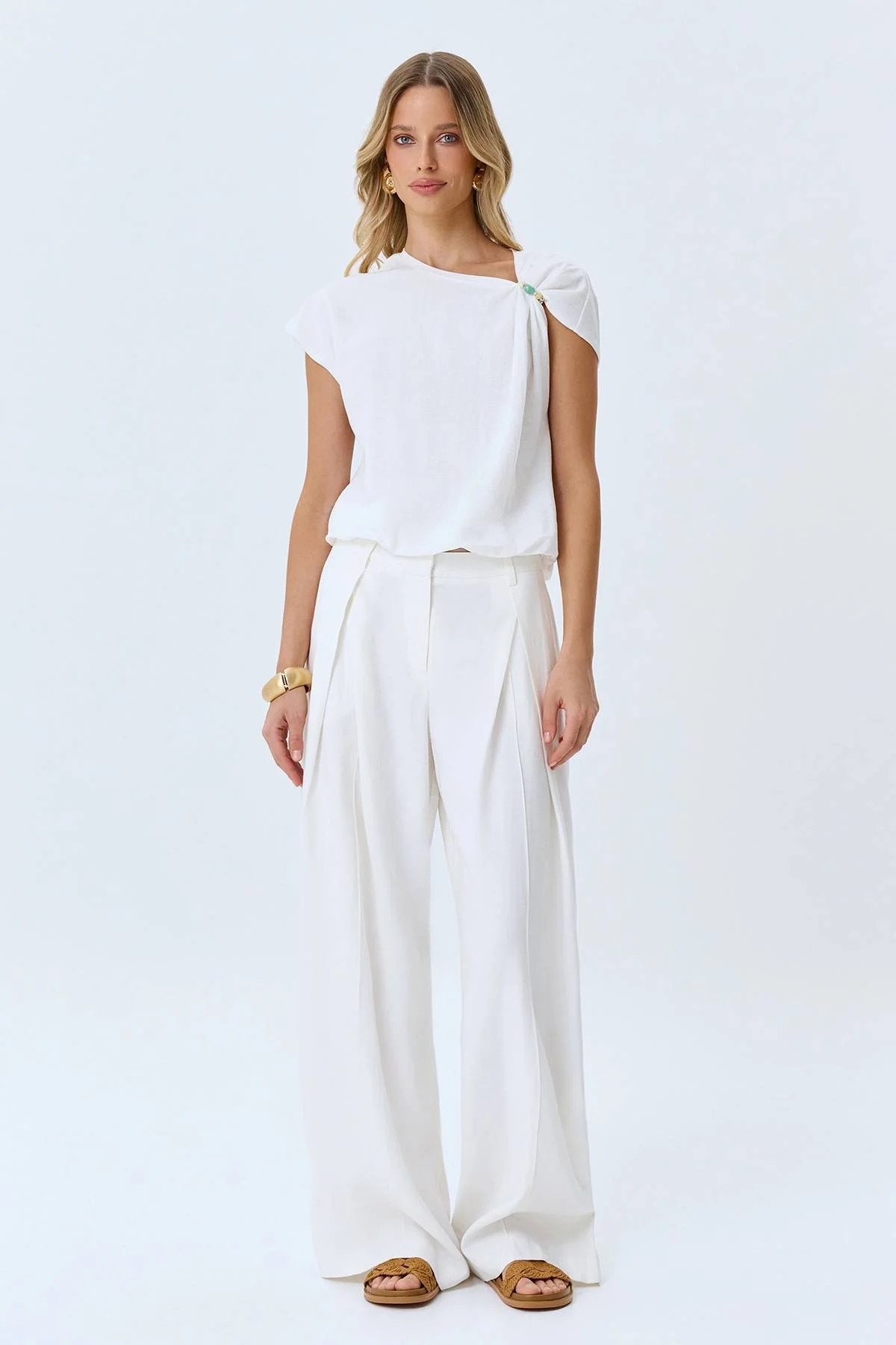 Белый топ двойной летний, 46