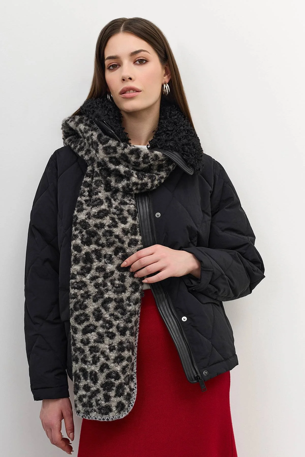 Мягкий шарф с анималистичным принтом, One