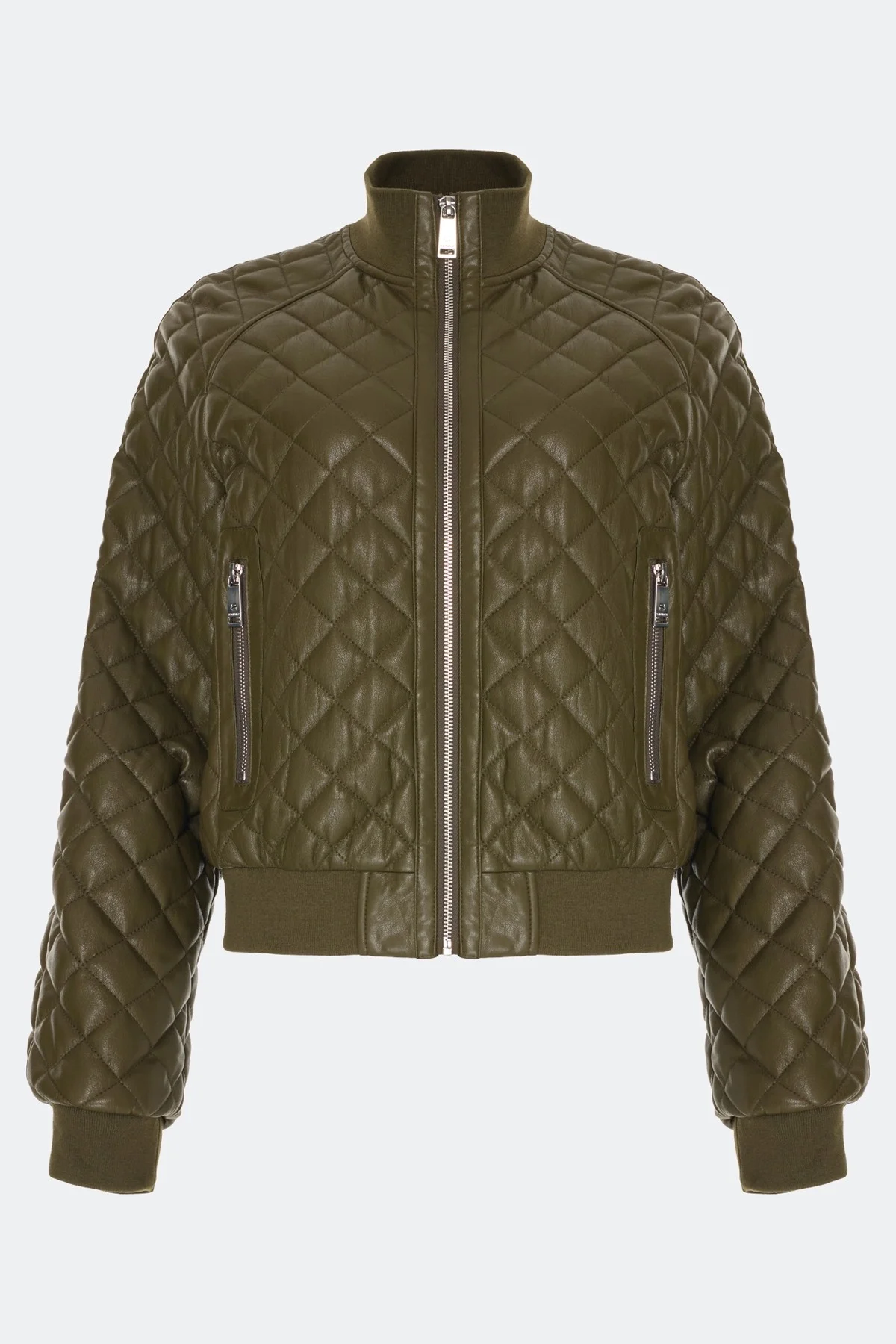 Стеганый бомбер из эко кожи, 52