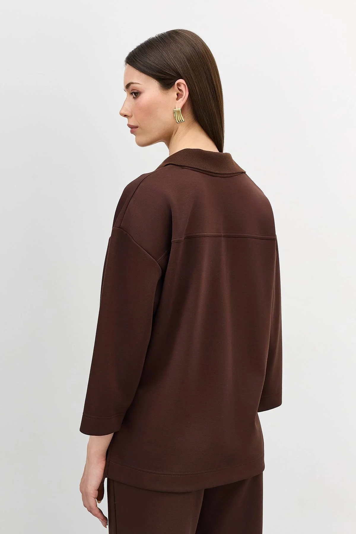 Джемпер из вискозы с воротником-поло, 48