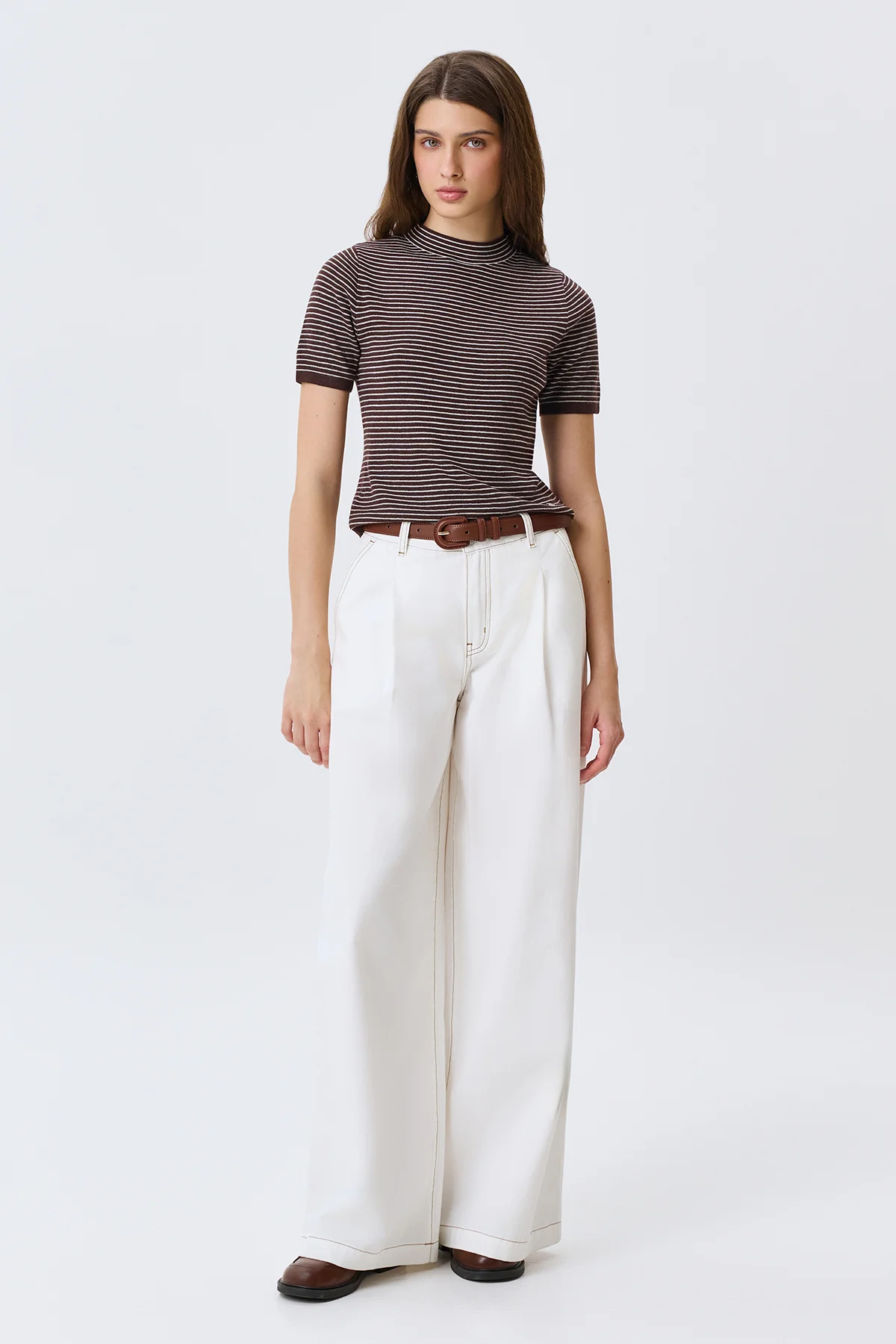 Коричневый ремень из натуральной кожи, M