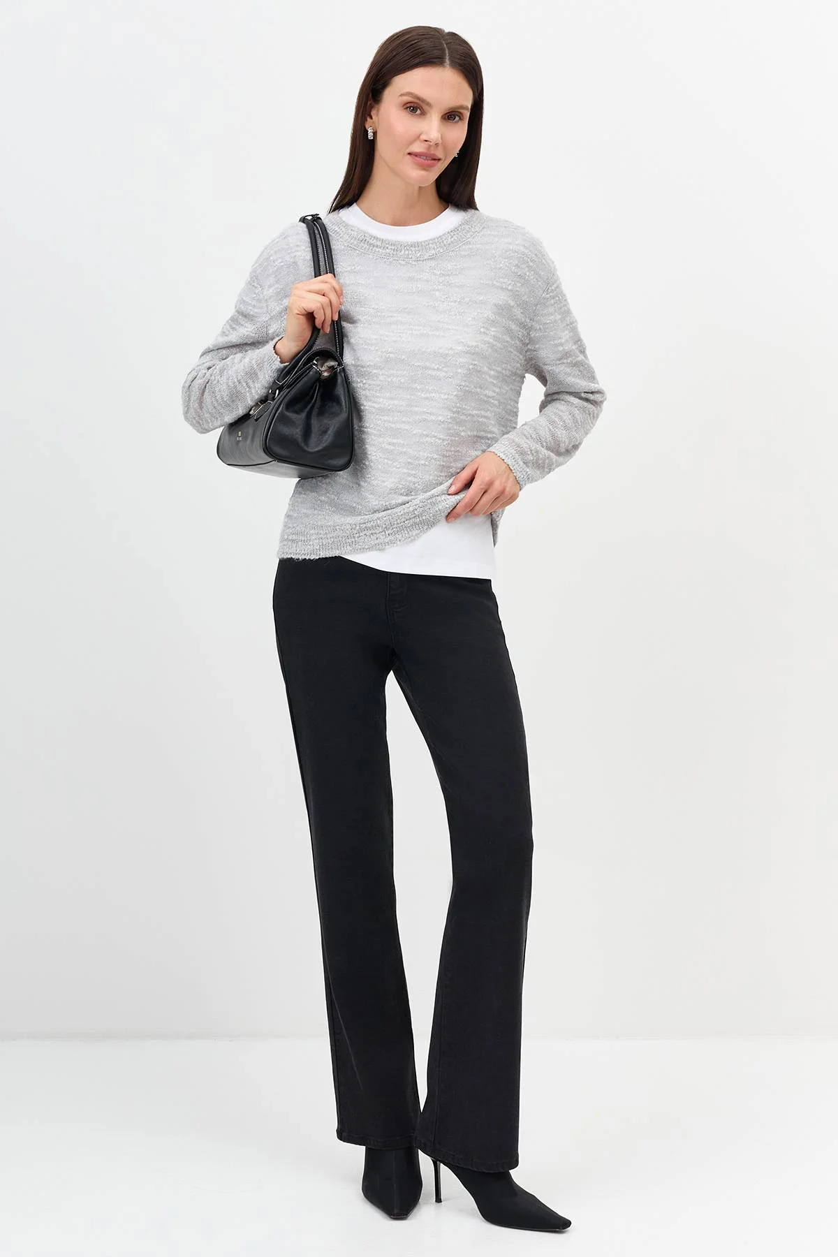 Лимитированная серия джемпер из фактурной пряжи и палантином, 34