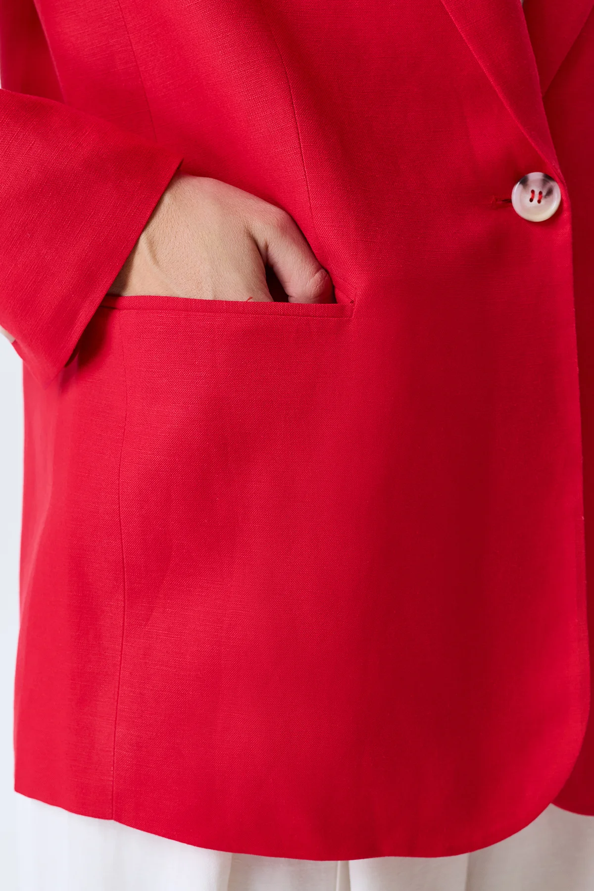 Льняной однобортный жакет, 52