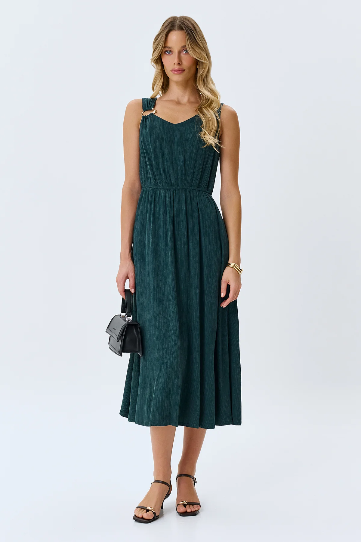 Платье из фактурного тенселя, 46