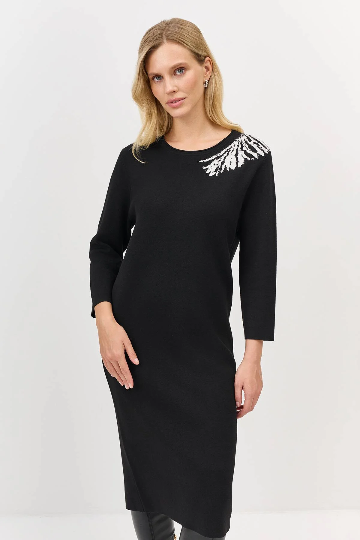 Лимитированная серия вязаное платье с контрастным узором и ремень, 42