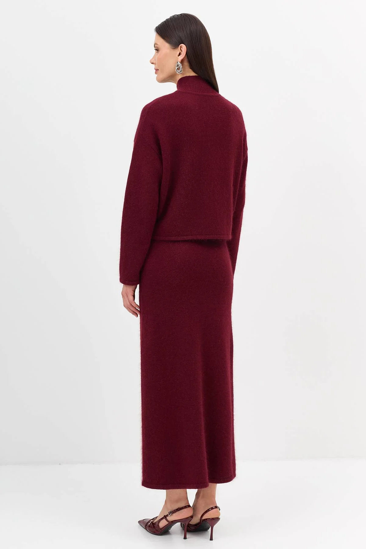 Лимитированная серия вязаная юбка с ангорой и ремень, 44