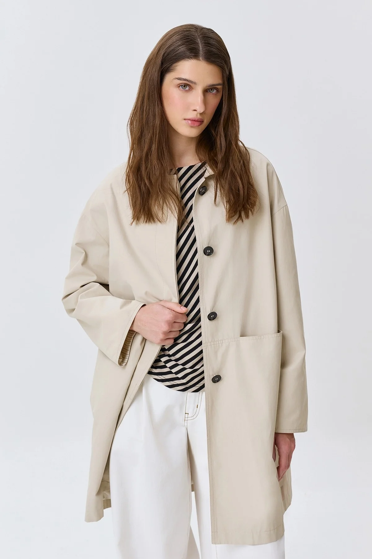 Свободный плащ из хлопка, 40