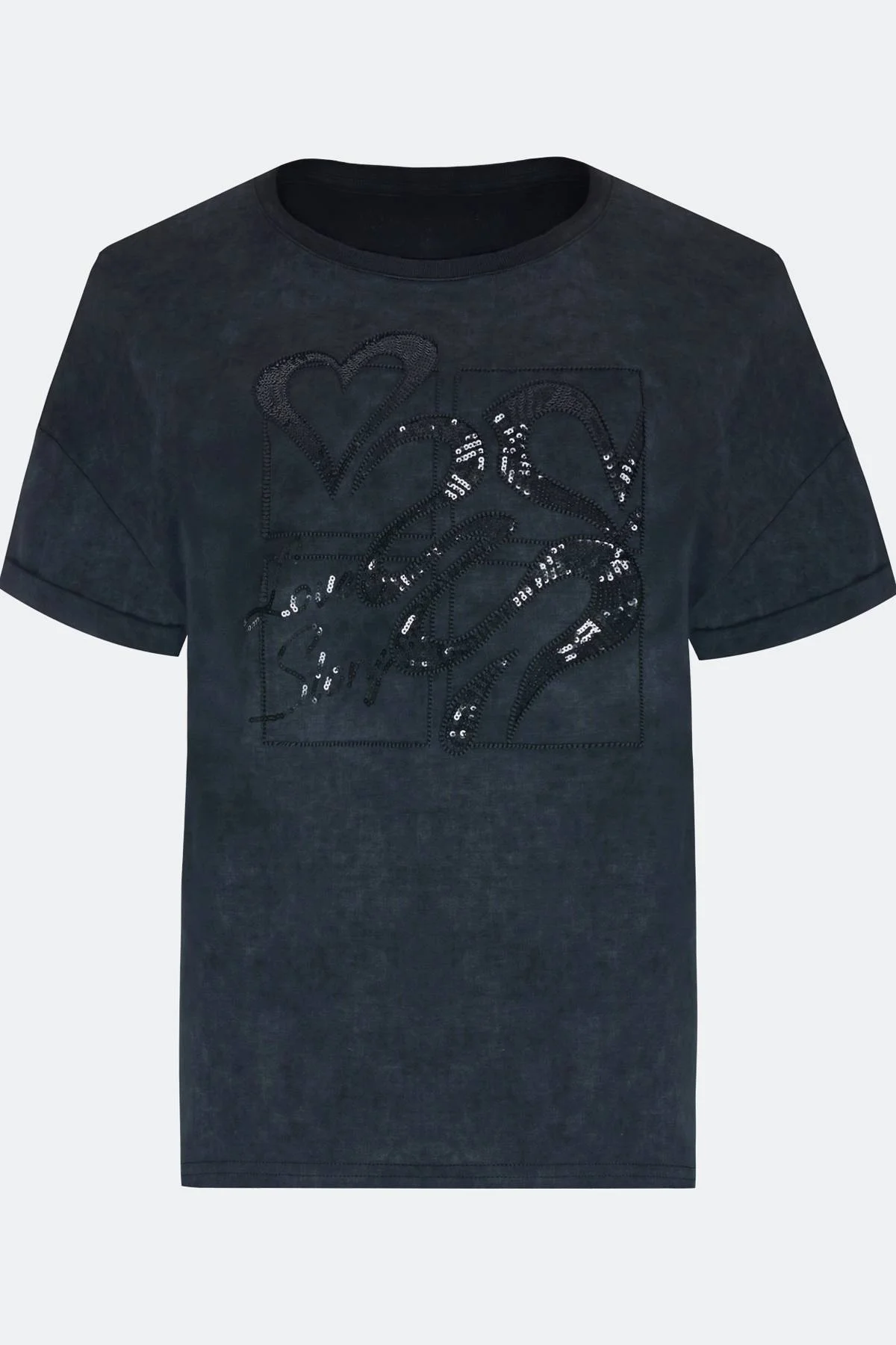 Футболка с фактурной мерцающей вышивкой, 44