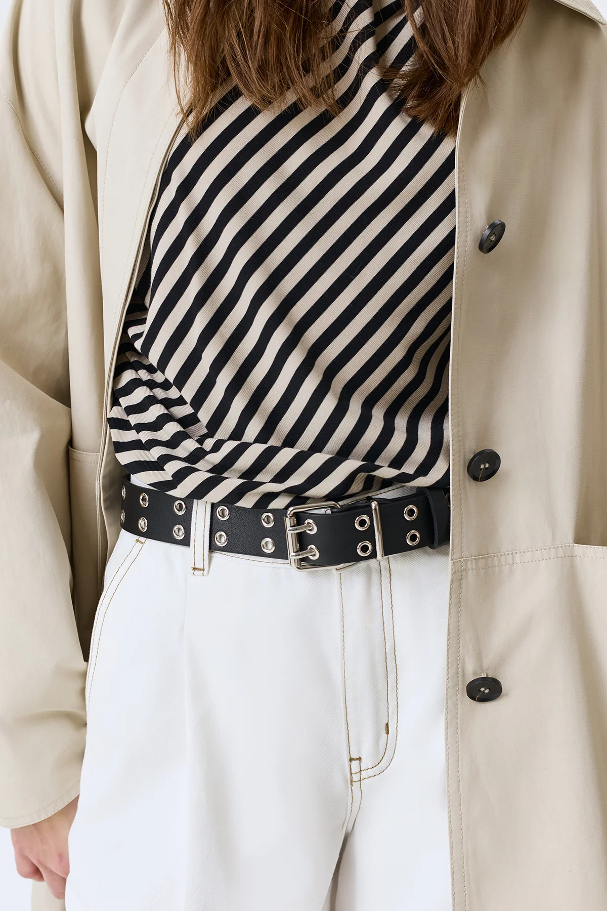 Широкий кожаный ремень с люверсами, M